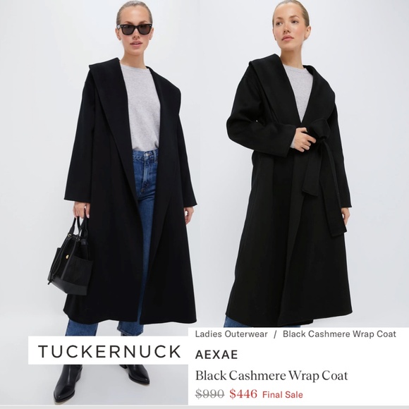 Yummy Cashmere Wrap vintage "robe" Black Coat - Picture 2 of 14